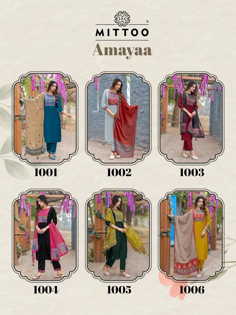 Amaya By Mittoo Modal Embroidery Kurti With Bottom Dupatta Exporters In India